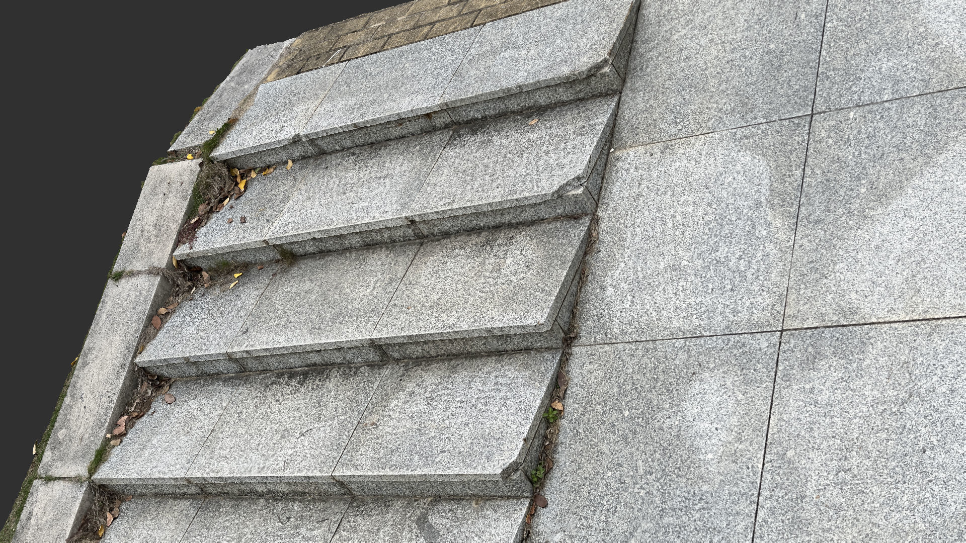 Steps with leaves in the park 3d scan 3D model_8