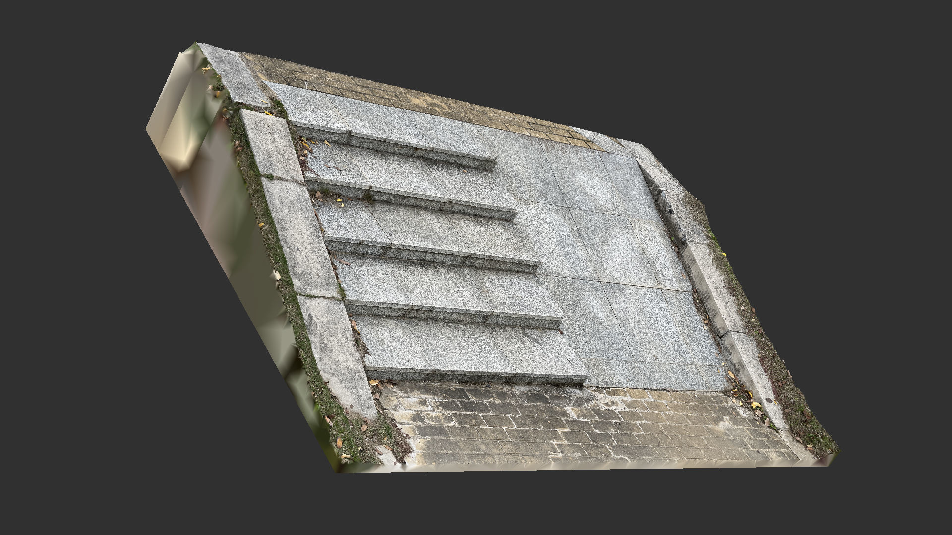 Steps with leaves in the park 3d scan 3D model_2