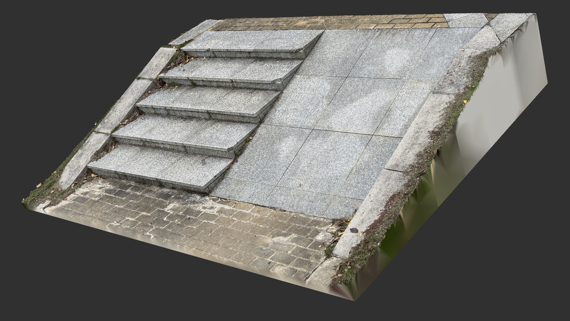 Steps with leaves in the park 3d scan 3D model_1