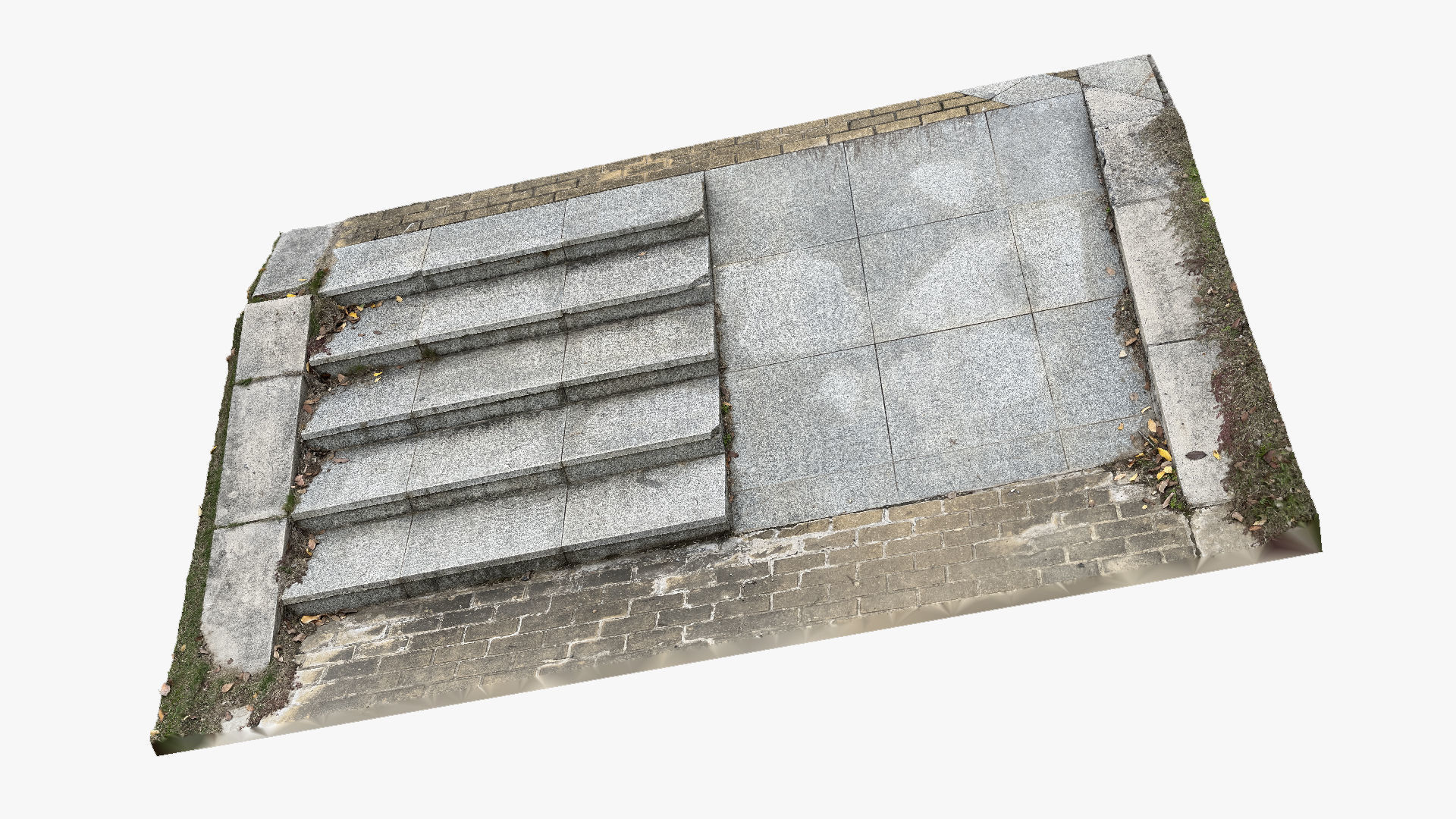 Steps with leaves in the park 3d scan 3D model_3