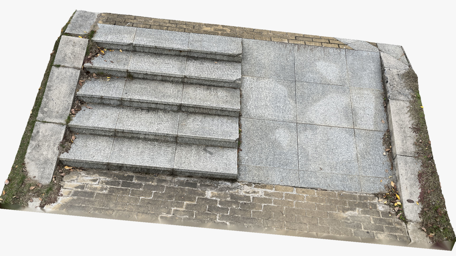 Steps with leaves in the park 3d scan 3D model_6