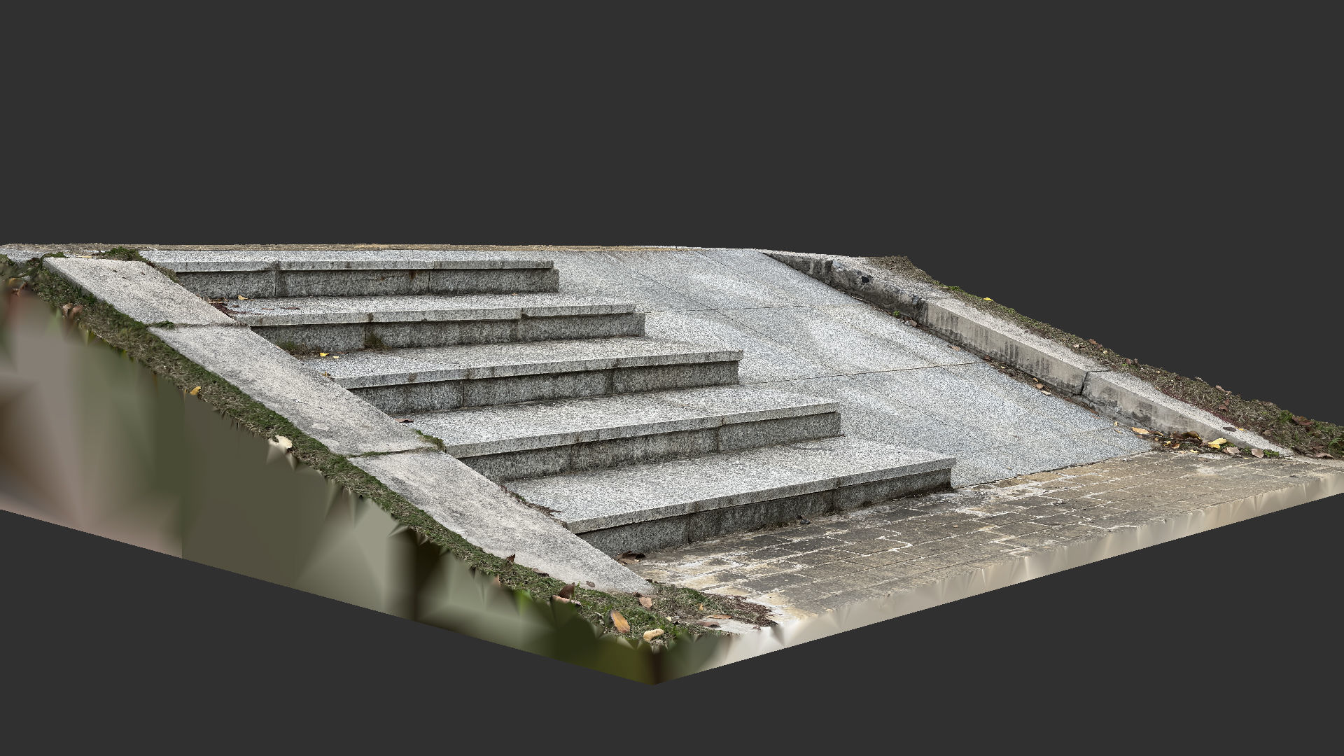Steps with leaves in the park 3d scan 3D model_10