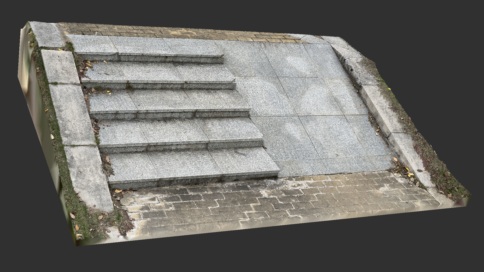 Steps with leaves in the park 3d scan 3D model_16