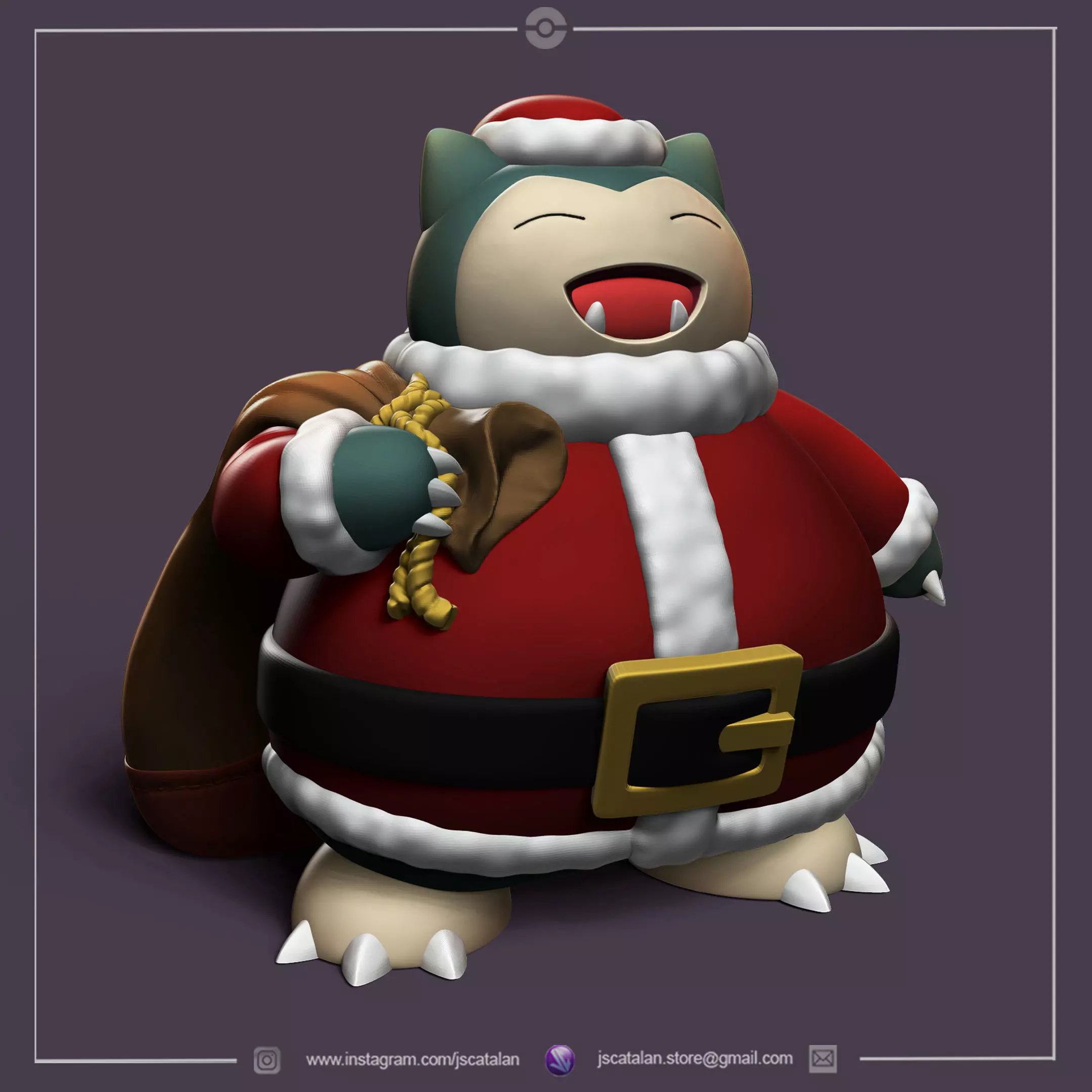 Santa Snorlax 3D print model_0