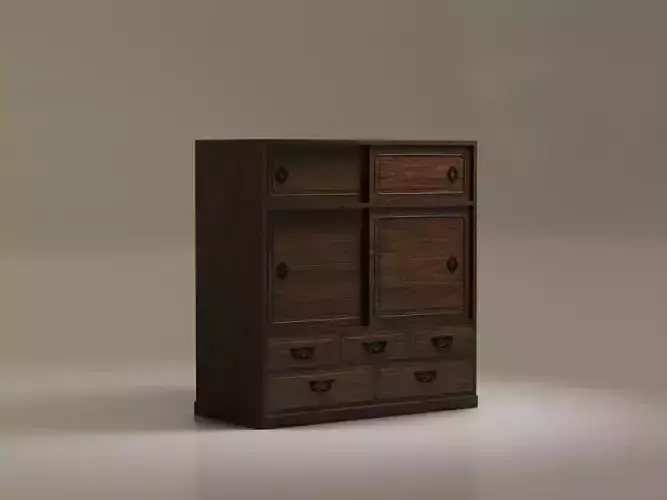 Low-Poly Japanese Traditional Chest