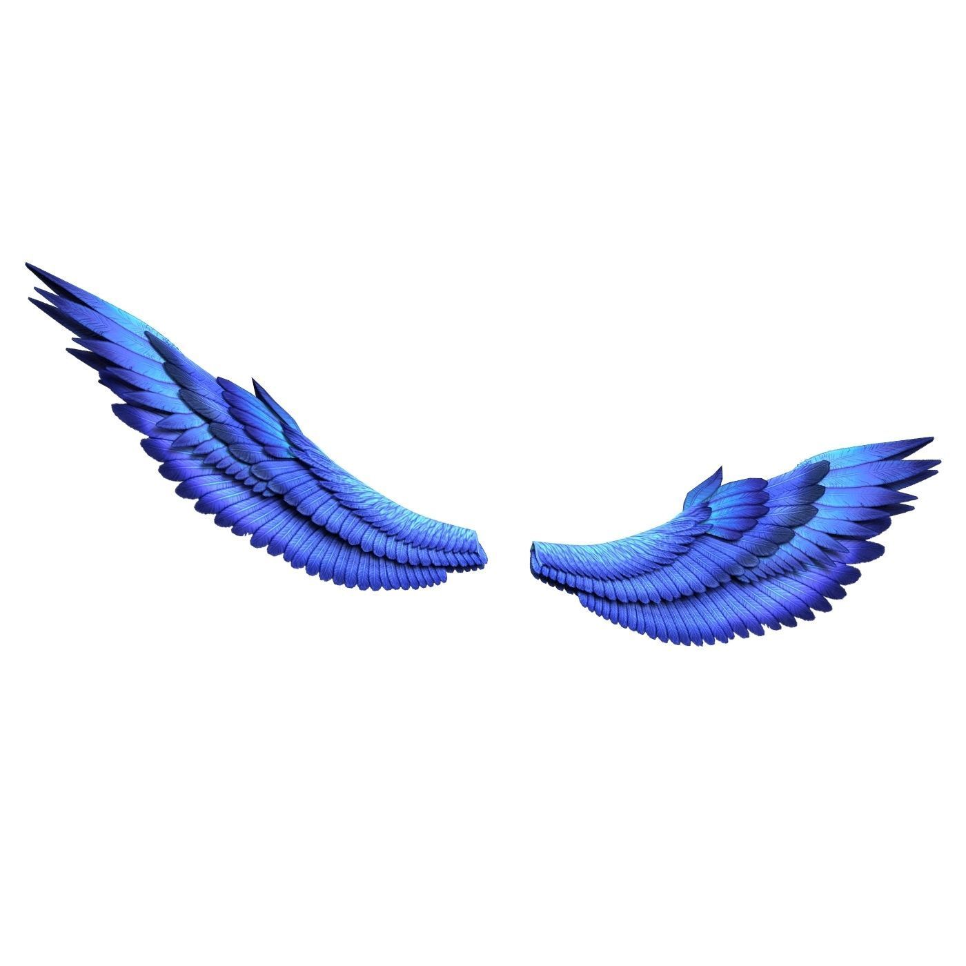 Fantasy Blue Wing Low-poly 3D model_3