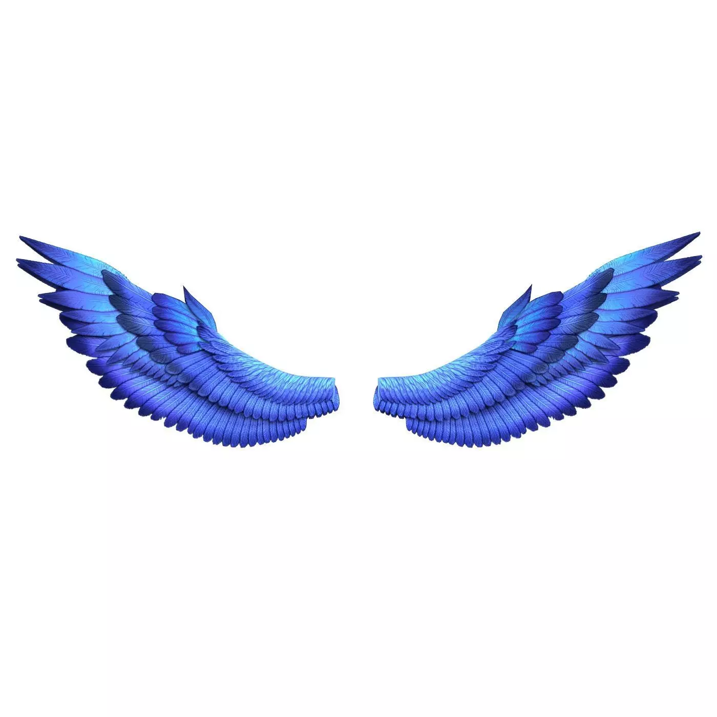 Fantasy Blue Wing Low-poly 3D model_0
