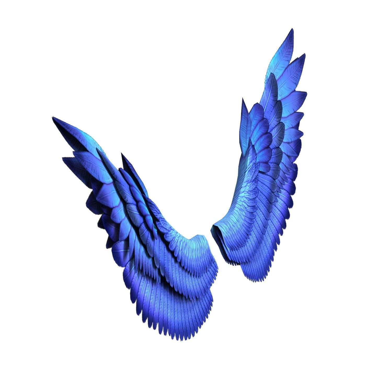 Fantasy Blue Wing Low-poly 3D model_2