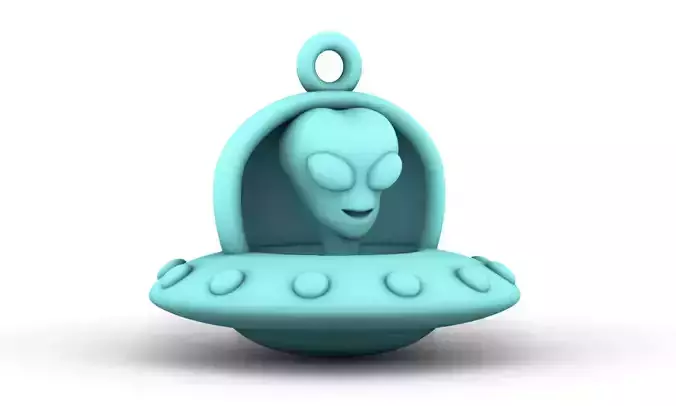 Spaceship With Alien Charm For Bracelet