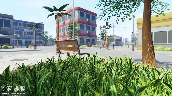 Stylized Town Package Low-poly 3D model 4