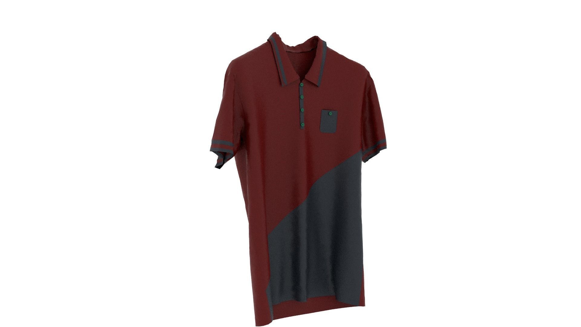 T-shirt maroon and polo shirt Low-poly 3D model_3