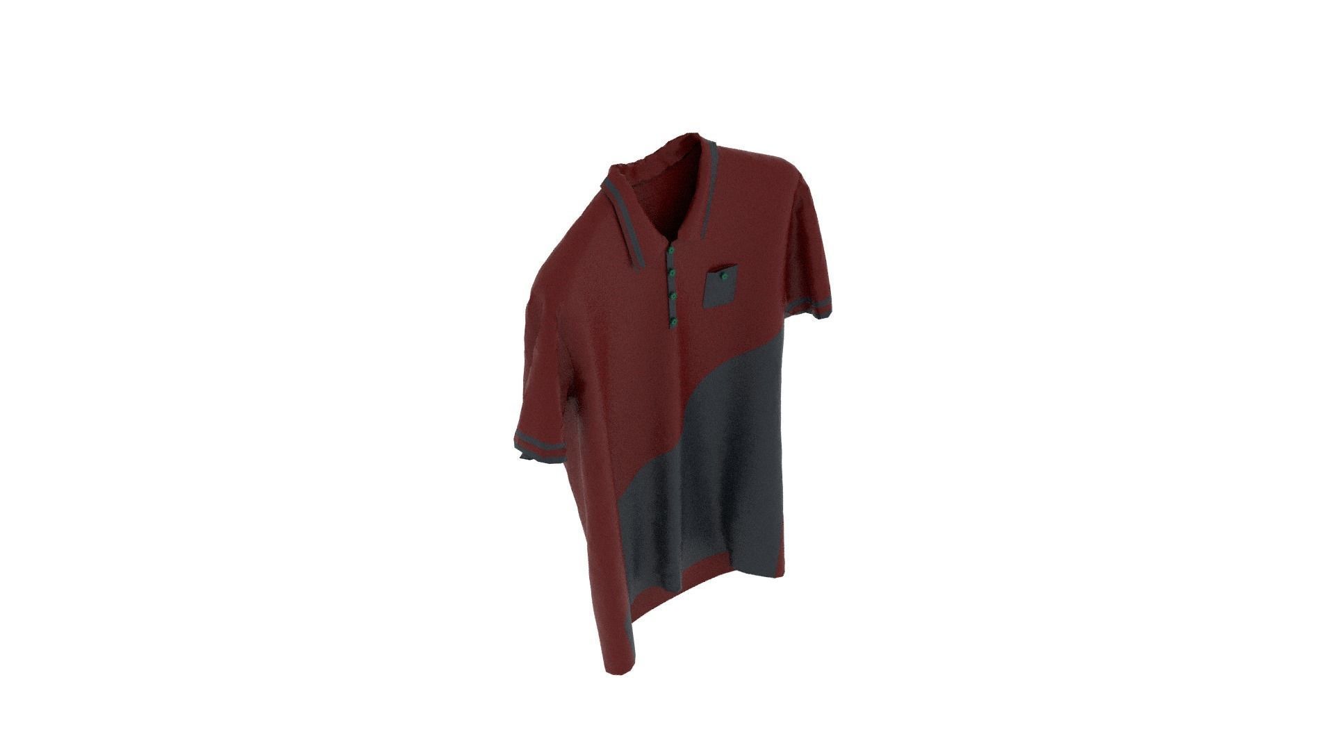 T-shirt maroon and polo shirt Low-poly 3D model_7