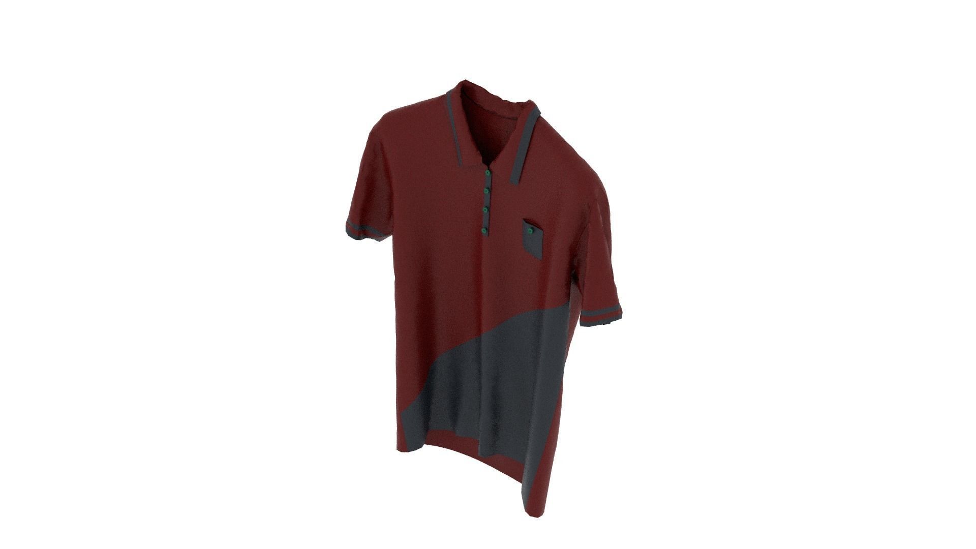T-shirt maroon and polo shirt Low-poly 3D model_6