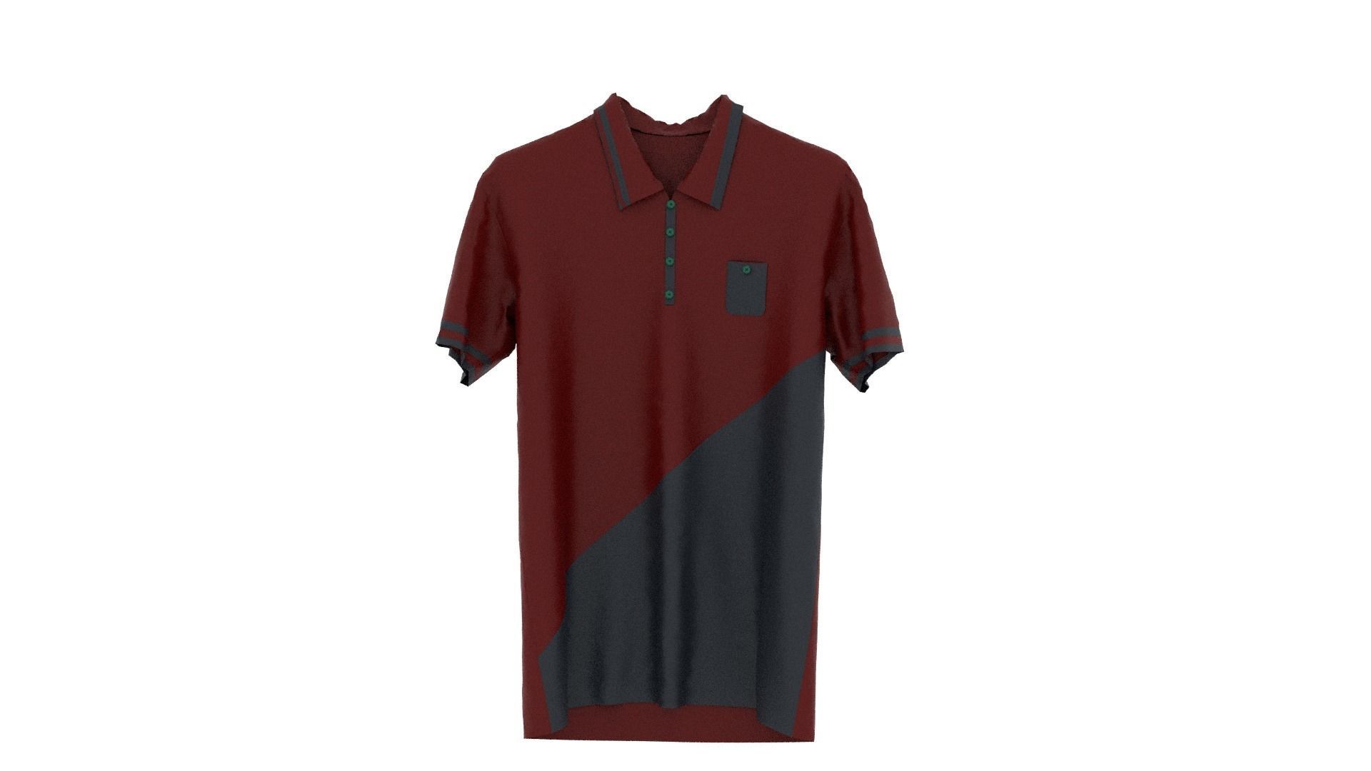 T-shirt maroon and polo shirt Low-poly 3D model_1
