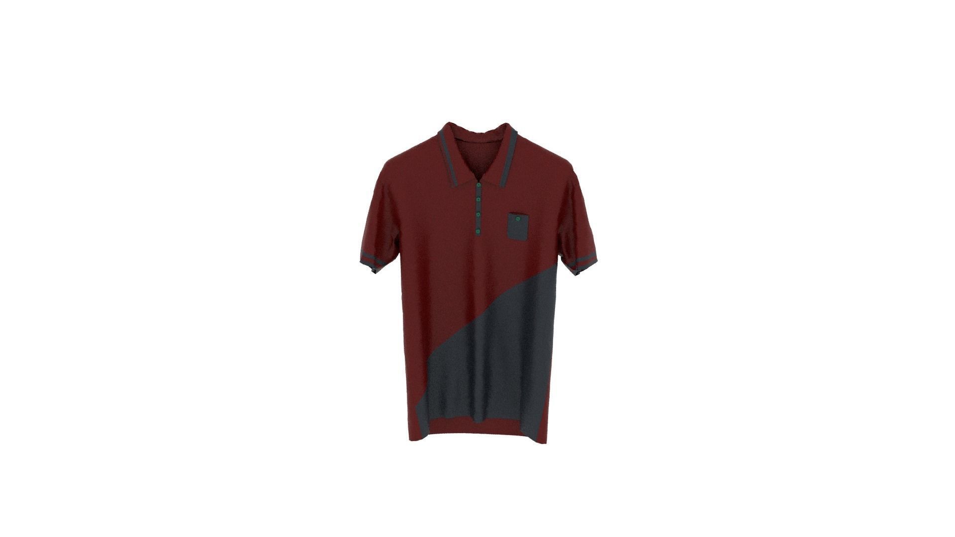 T-shirt maroon and polo shirt Low-poly 3D model_5