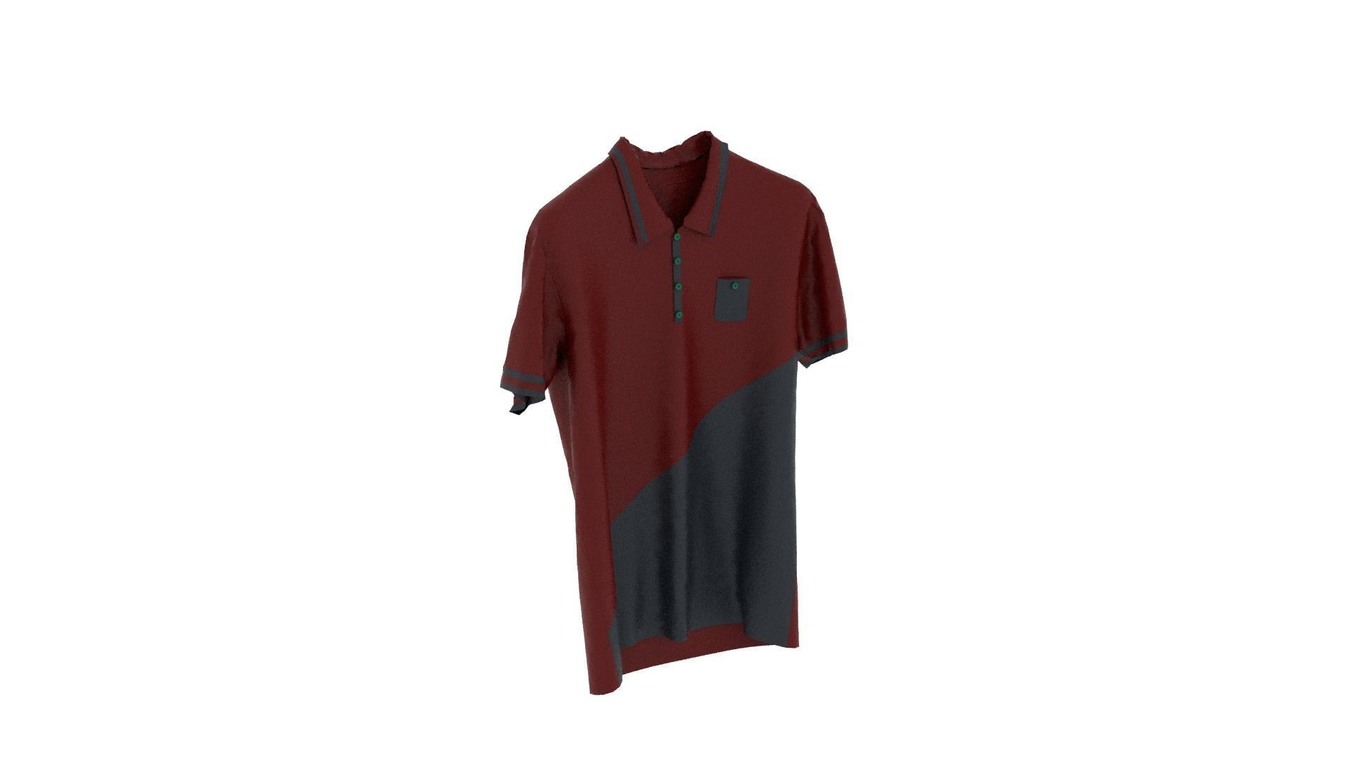 T-shirt maroon and polo shirt Low-poly 3D model_4