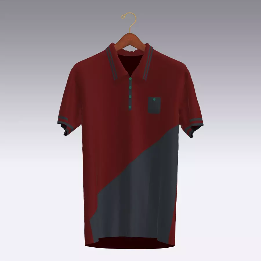 T-shirt maroon and polo shirt Low-poly 3D model_0