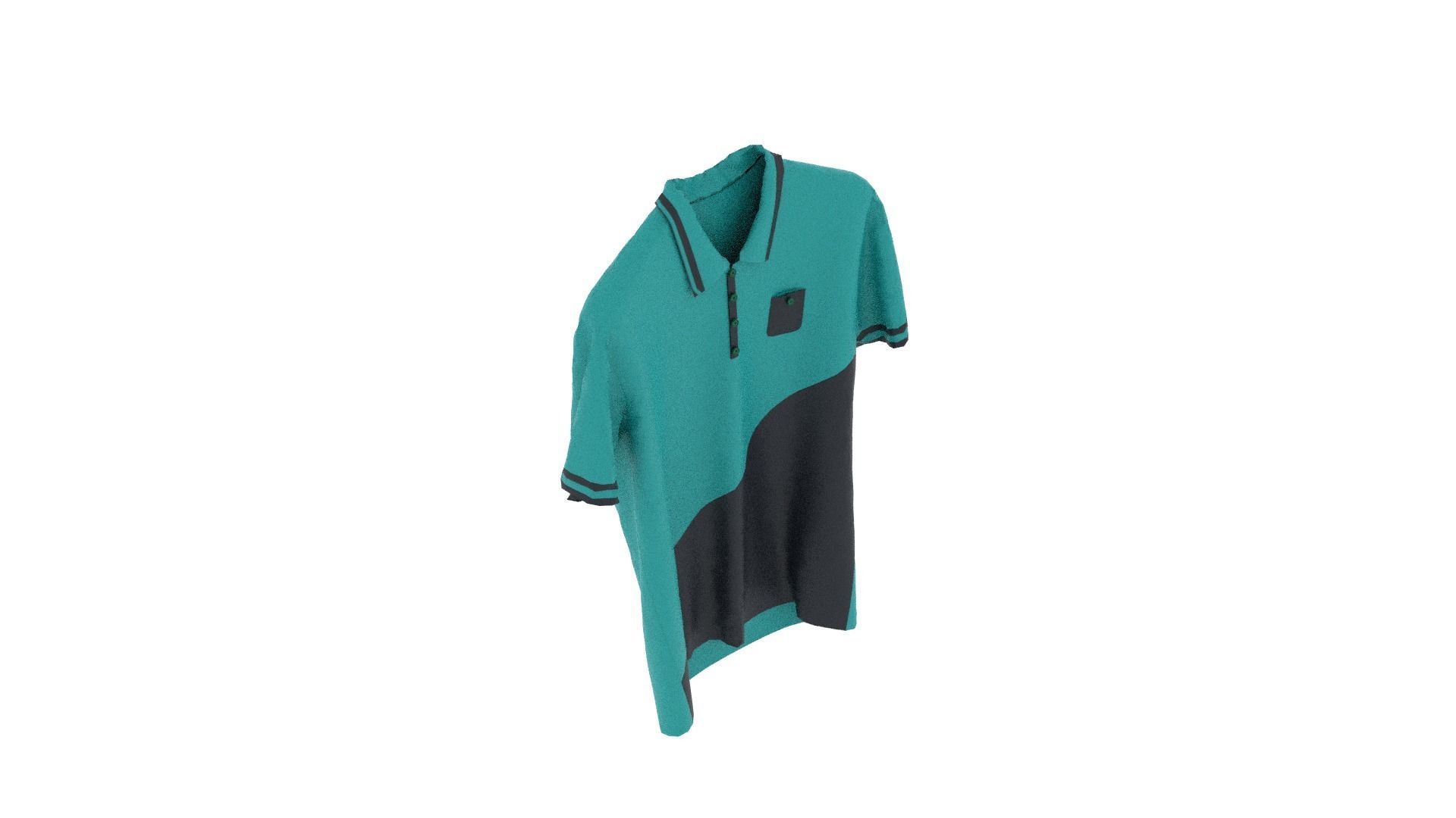 T-shirt teal and polo shirt Low-poly 3D model_7