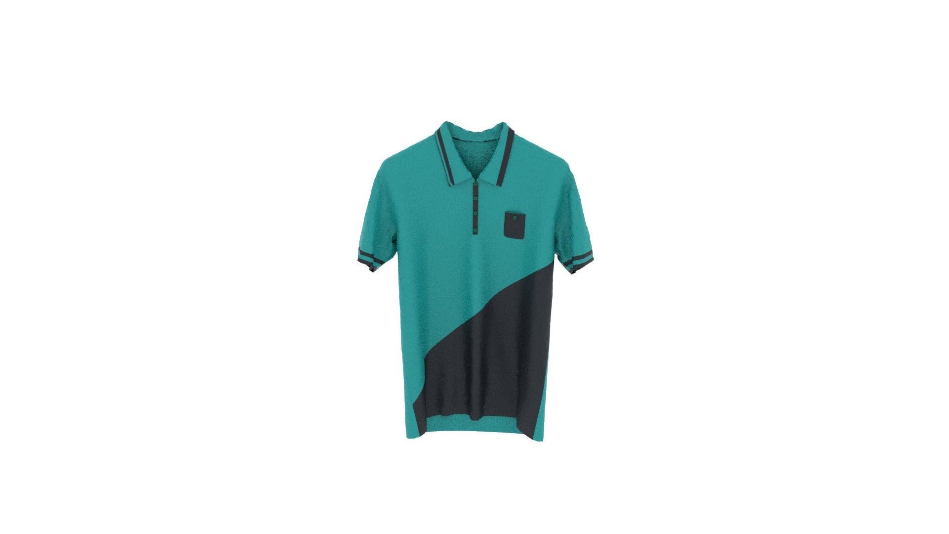T-shirt teal and polo shirt Low-poly 3D model_5