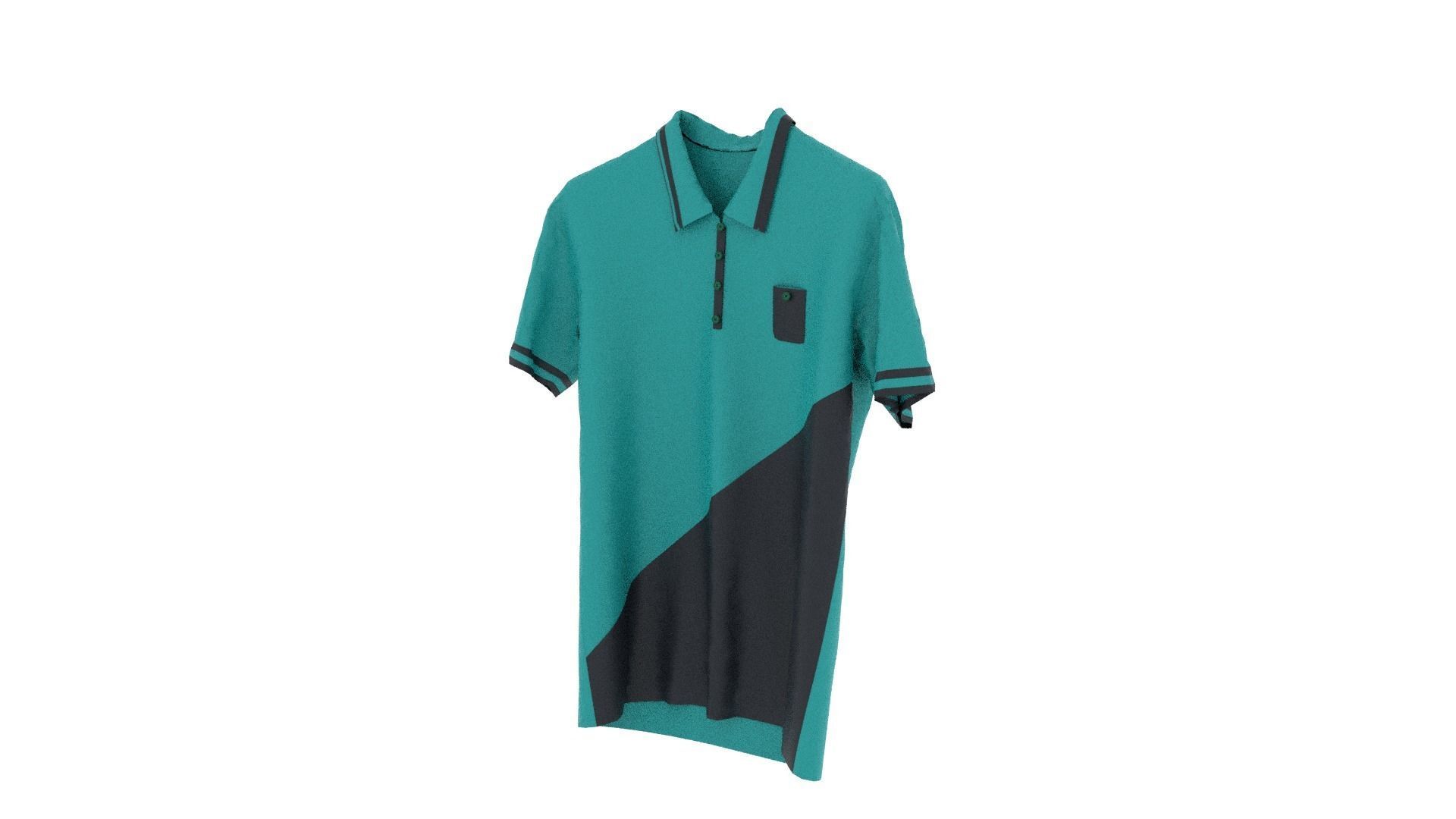 T-shirt teal and polo shirt Low-poly 3D model_2