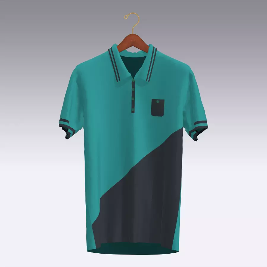 T-shirt teal and polo shirt Low-poly 3D model_0