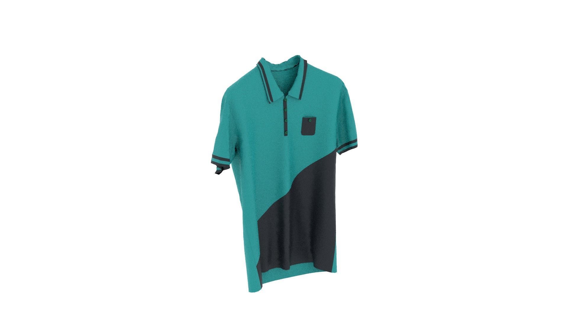 T-shirt teal and polo shirt Low-poly 3D model_4