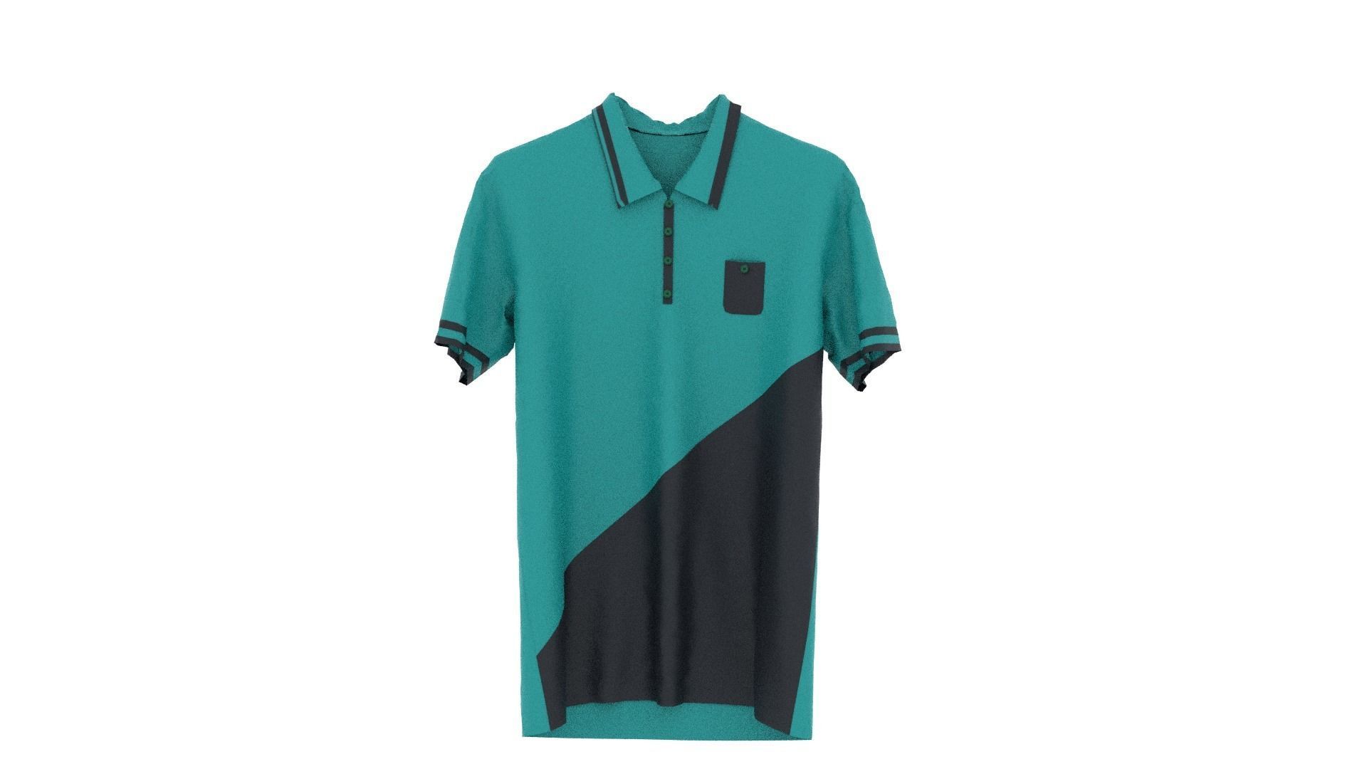 T-shirt teal and polo shirt Low-poly 3D model_1