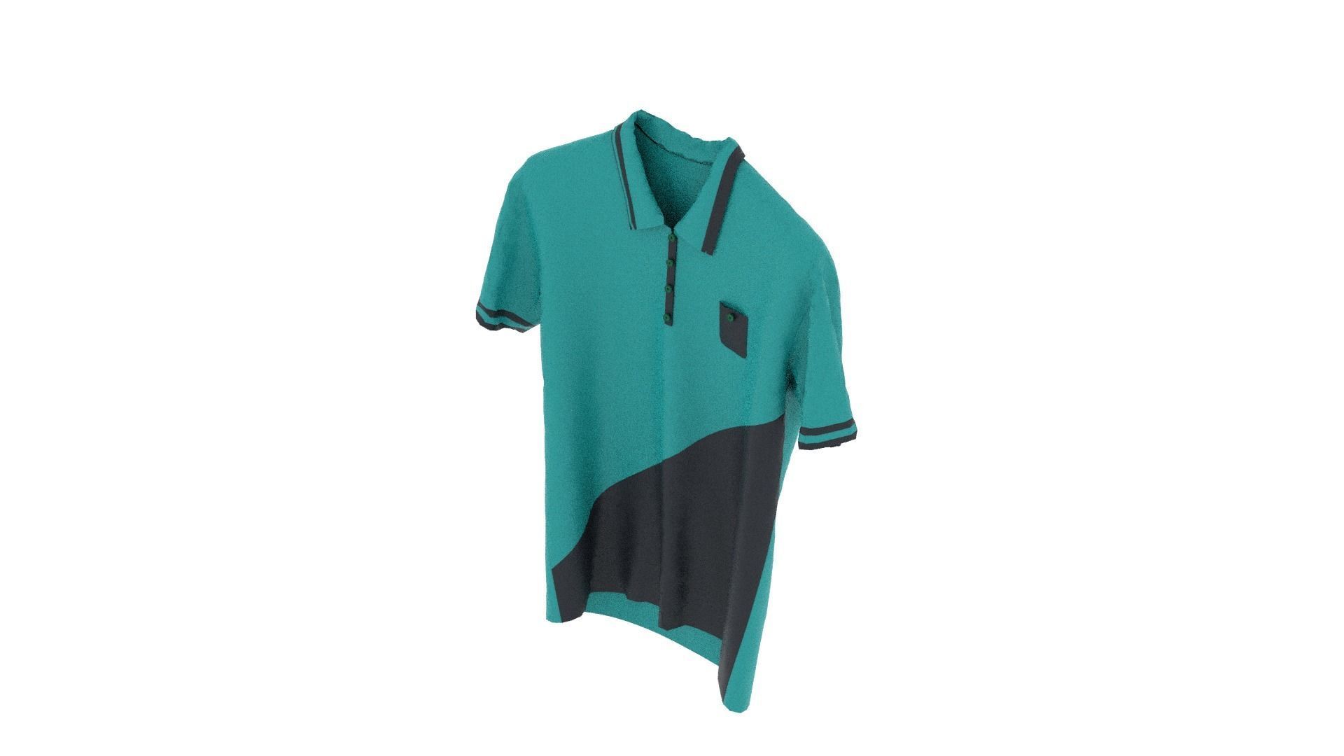 T-shirt teal and polo shirt Low-poly 3D model_6