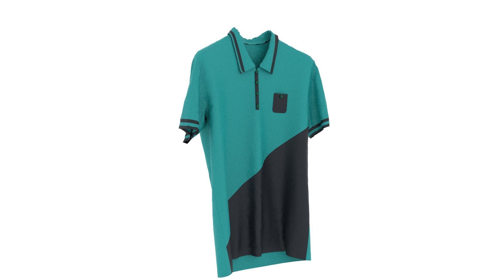 T-shirt teal and polo shirt Low-poly 3D model_3