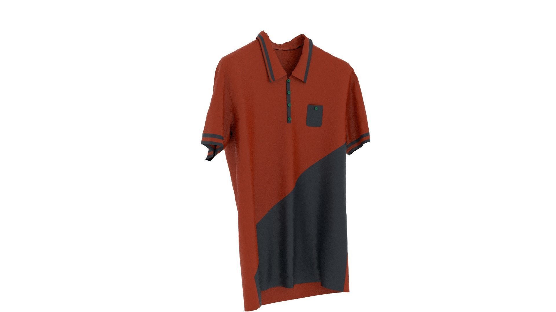 T-shirt orange and polo shirt Low-poly 3D model_3