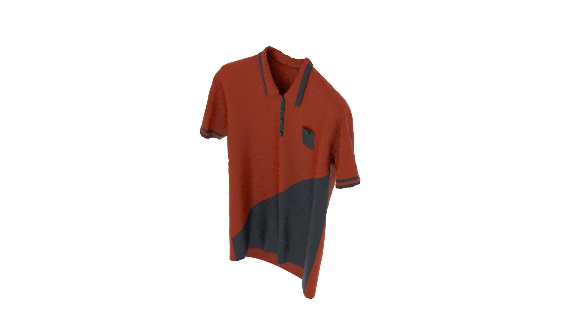 T-shirt orange and polo shirt Low-poly 3D model_6