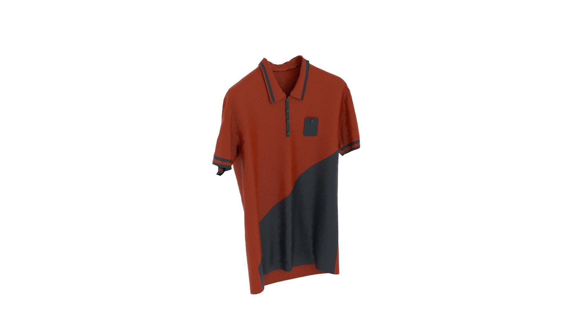 T-shirt orange and polo shirt Low-poly 3D model_4