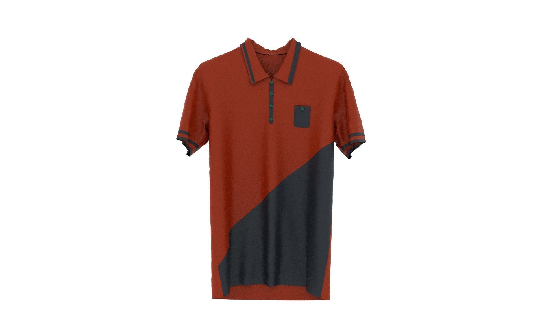 T-shirt orange and polo shirt Low-poly 3D model_1