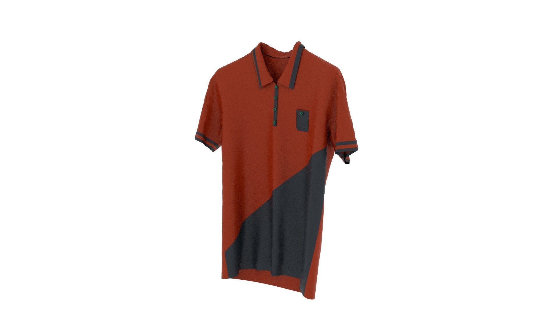 T-shirt orange and polo shirt Low-poly 3D model_2