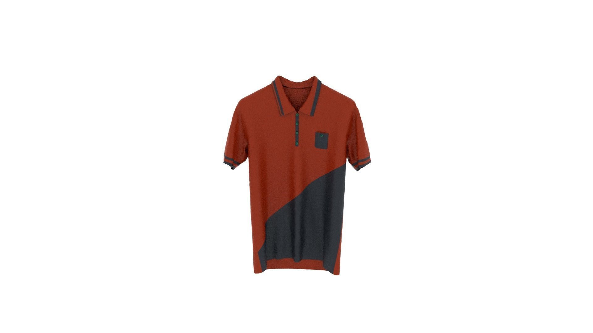T-shirt orange and polo shirt Low-poly 3D model_5