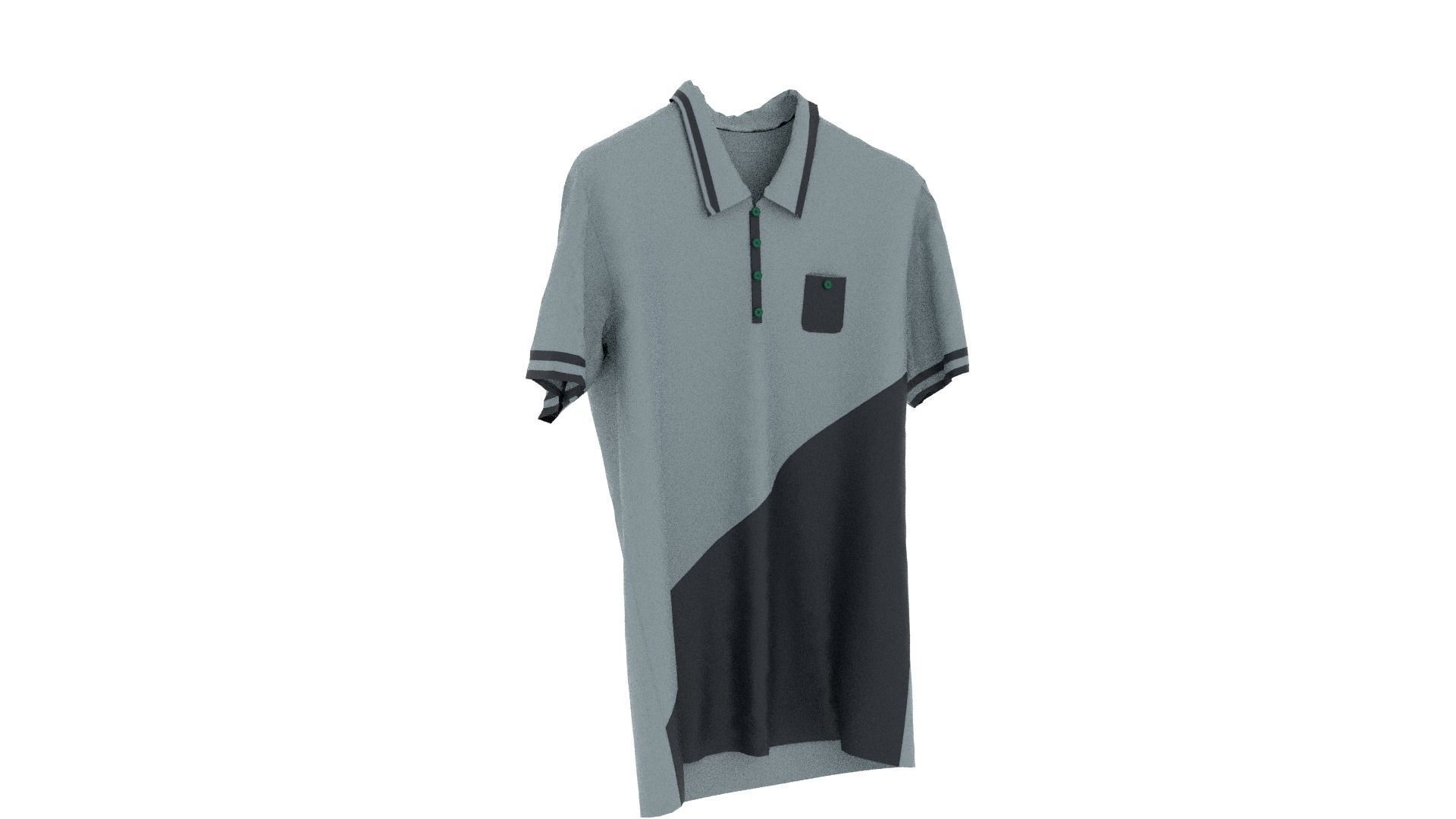 T-shirt polo shirt hanging on hanger Low-poly 3D model_3