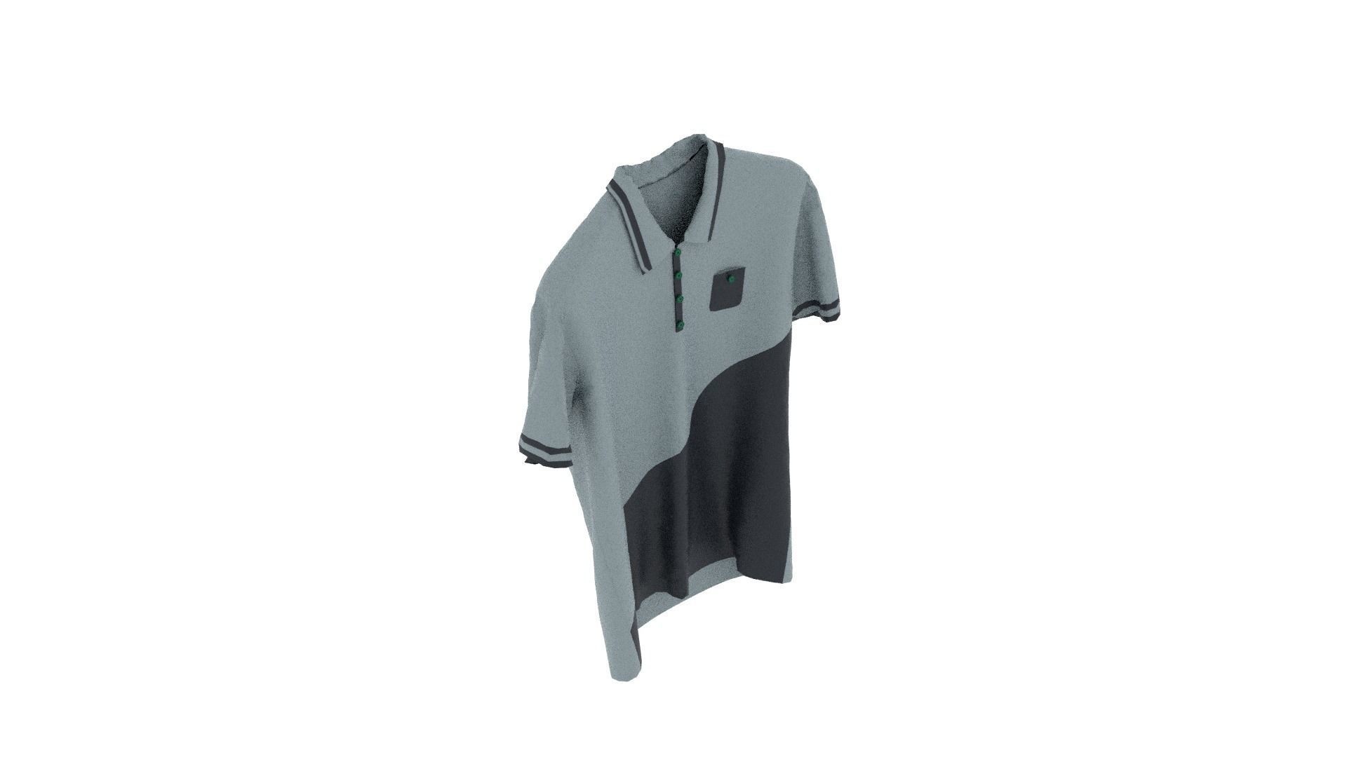 T-shirt polo shirt hanging on hanger Low-poly 3D model_7