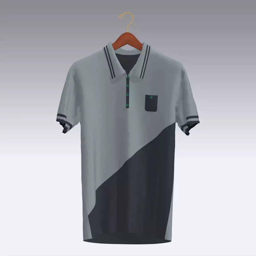 T-shirt polo shirt hanging on hanger Low-poly 3D model_0