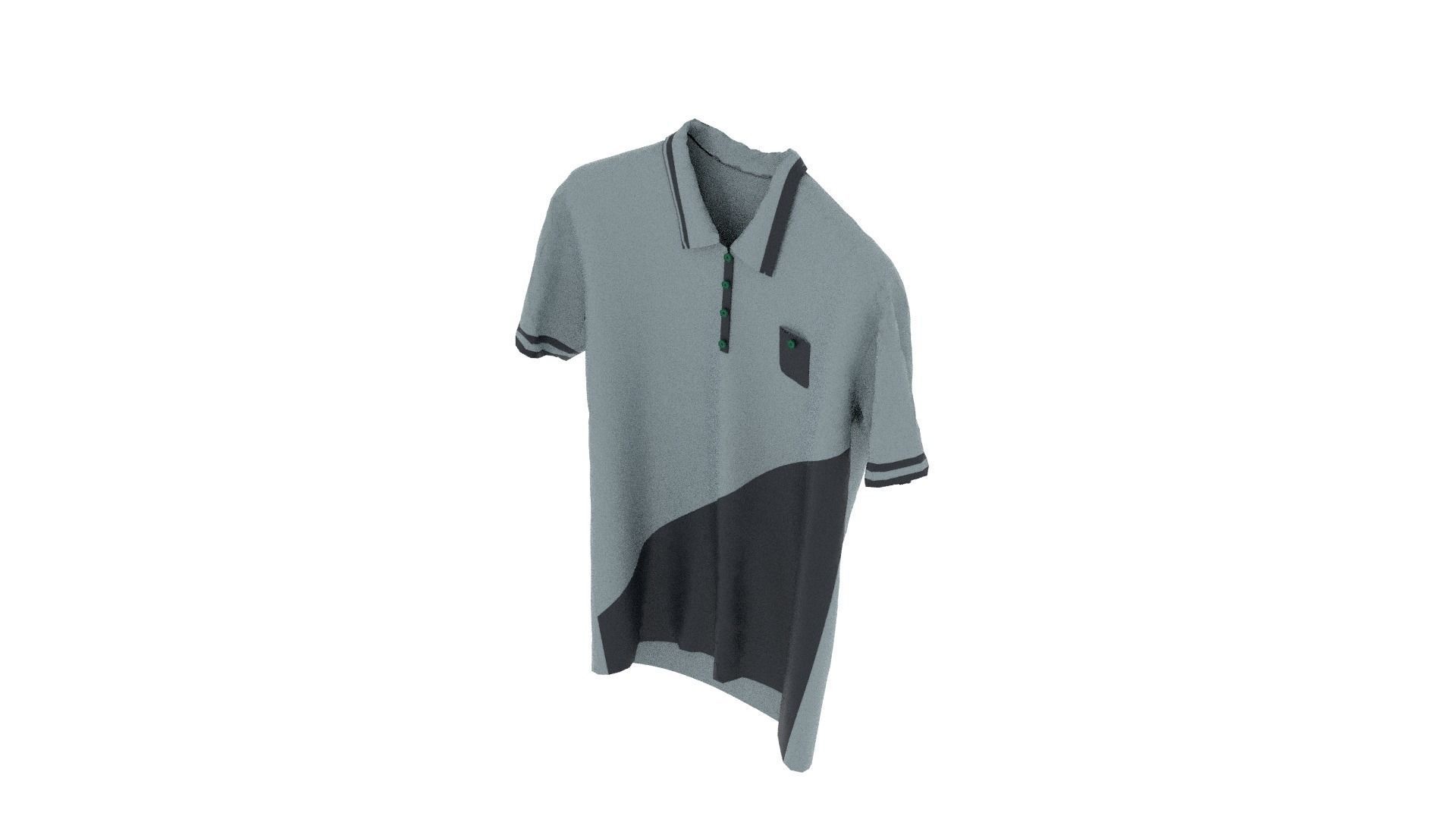T-shirt polo shirt hanging on hanger Low-poly 3D model_6