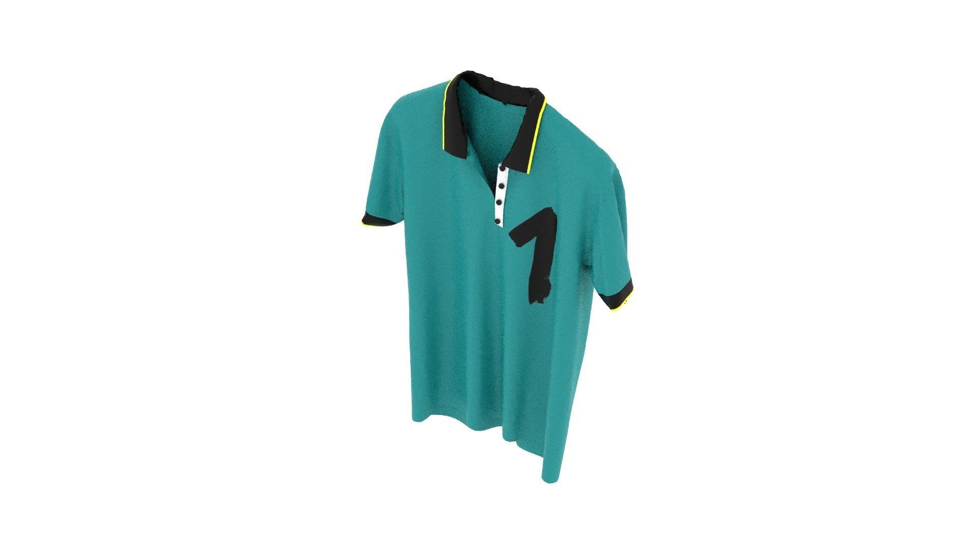 T-shirt turquoise polo shirt Low-poly 3D model_6