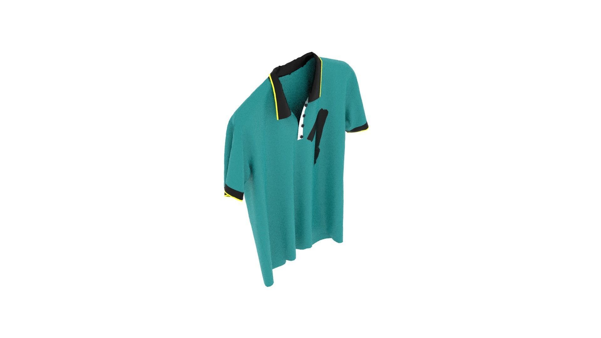 T-shirt turquoise polo shirt Low-poly 3D model_7
