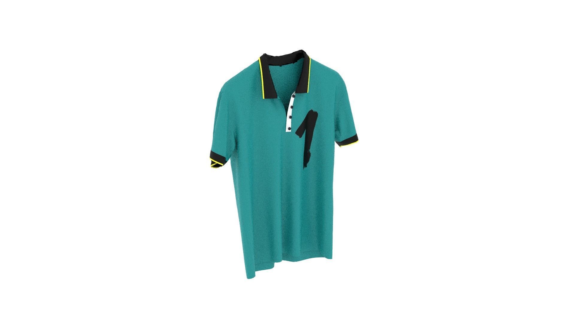 T-shirt turquoise polo shirt Low-poly 3D model_4
