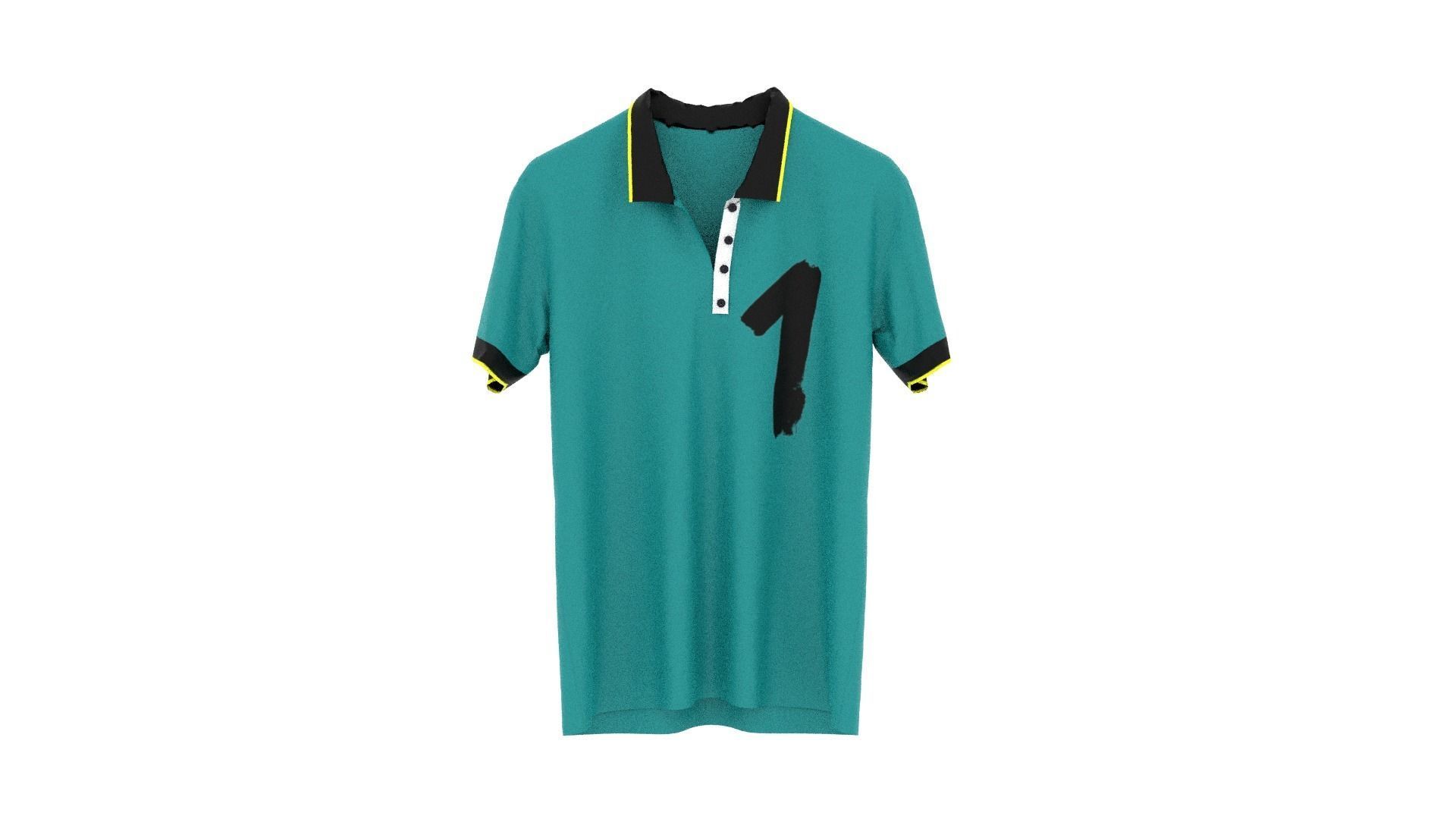 T-shirt turquoise polo shirt Low-poly 3D model_1