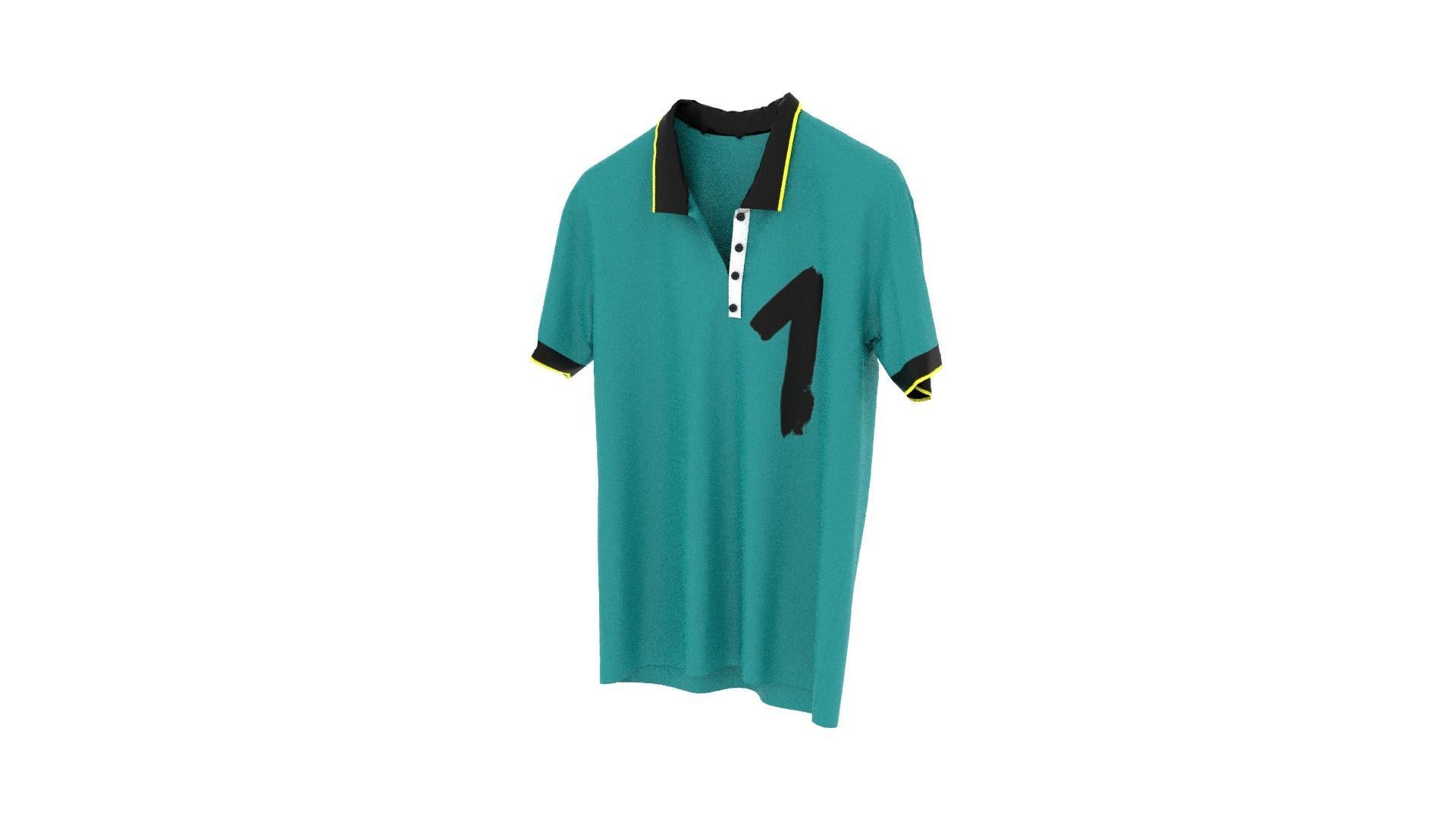 T-shirt turquoise polo shirt Low-poly 3D model_2