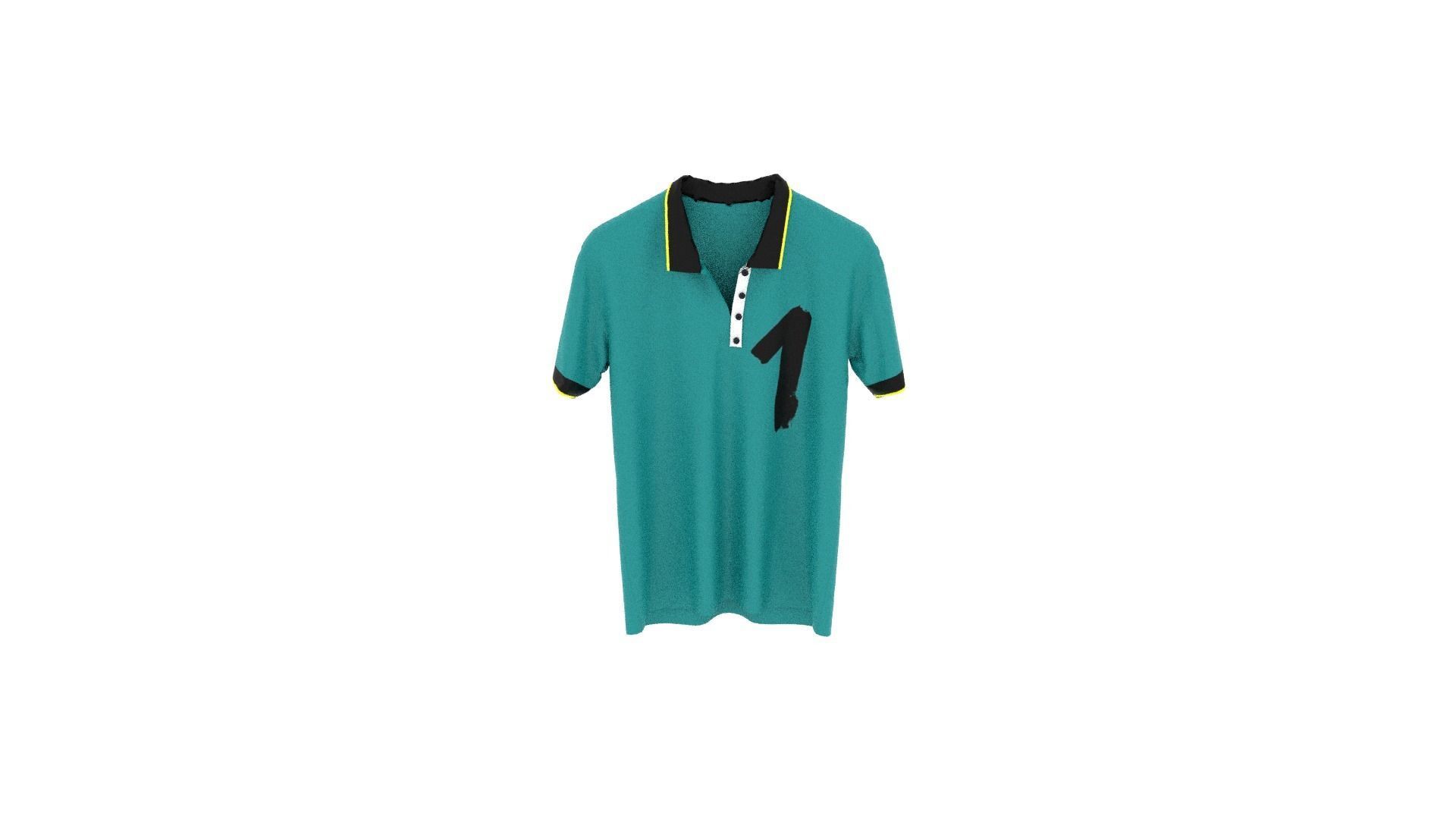 T-shirt turquoise polo shirt Low-poly 3D model_5