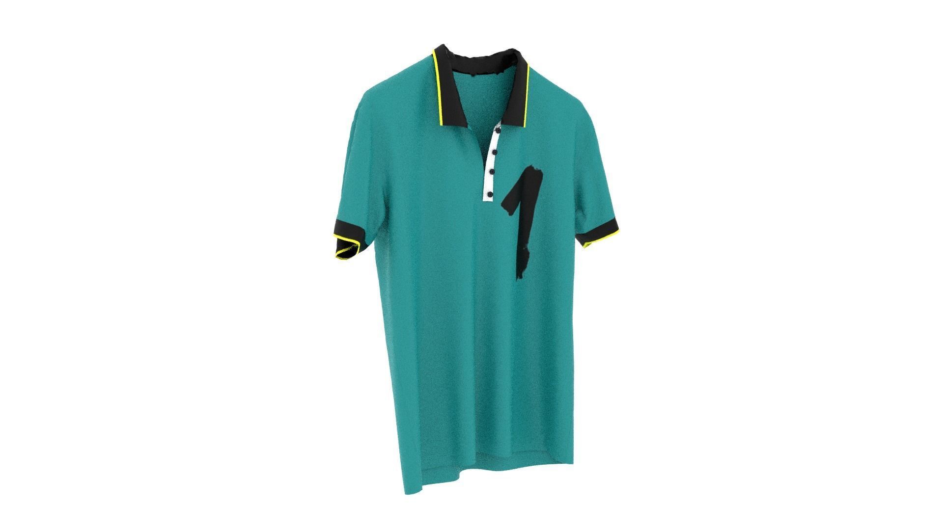 T-shirt turquoise polo shirt Low-poly 3D model_3