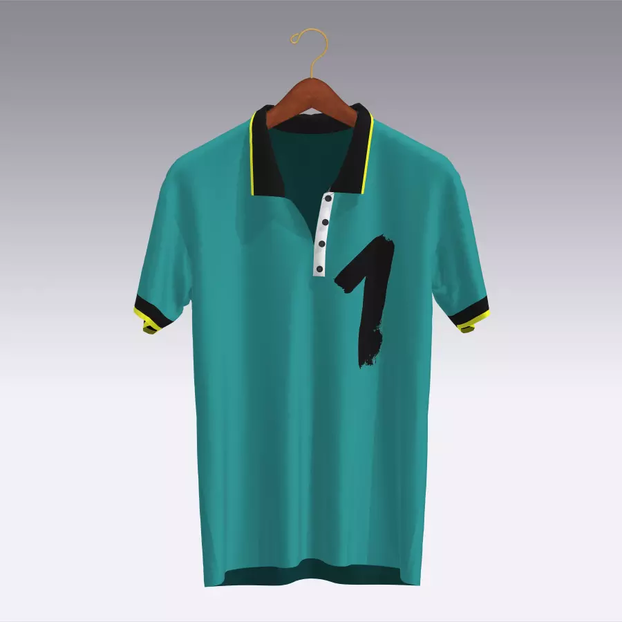 T-shirt turquoise polo shirt Low-poly 3D model_0