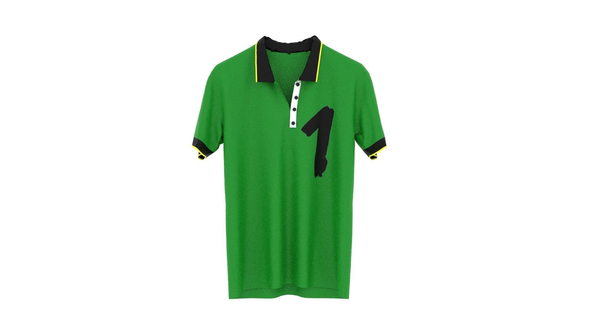 T-shirt polo shirt Low-poly 3D model_1