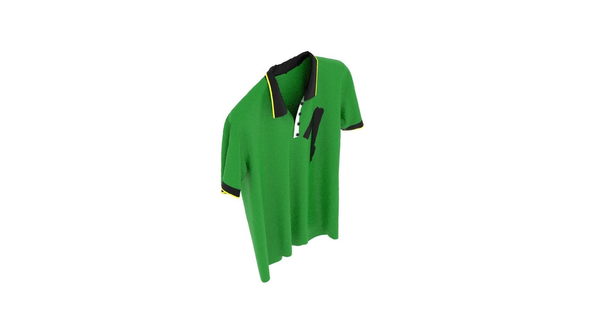 T-shirt polo shirt Low-poly 3D model_7