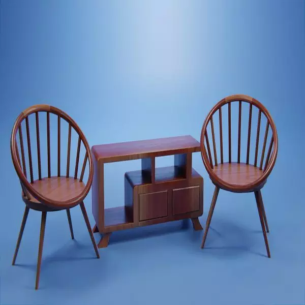 Set Wooden Furniture 5 3D model